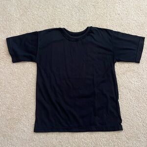 Navy Top with lace trim